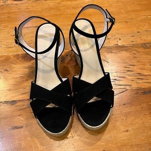 Stuart Weitzman black suede espadrille wedge size 40/9.5